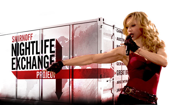 MADONNA SE UNE  A SMIRNOFF PARA EL INTERACAMBIO  DE VIDA NOCTURNA  MAS GRANDE DEL MUNDO